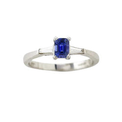 Women Three Stone Anniversary Ring Emerald Ceylon Sapphire 1.75 Carats