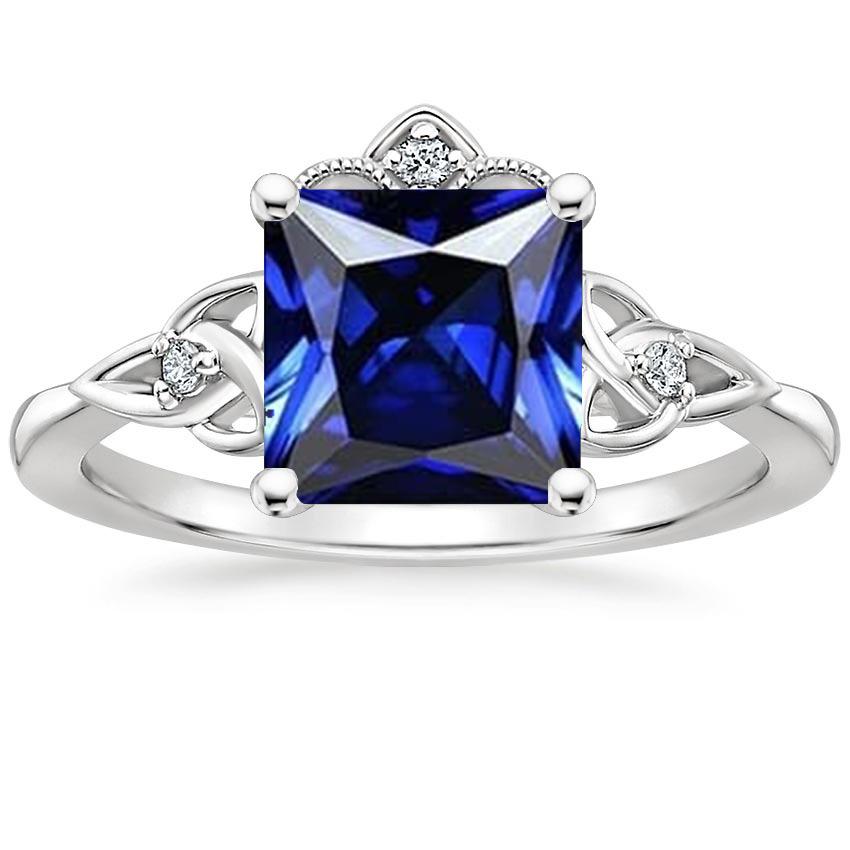 Womens Small Diamond Gold Ring Vintage Style Blue Sapphire 5.25 Carats - Gemstone Ring-harrychadent.ca