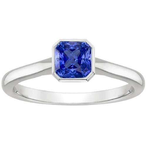 Womens Solitaire 1 Carat Bezel Set Natural Blue Sapphire Ring - Gemstone Ring-harrychadent.ca