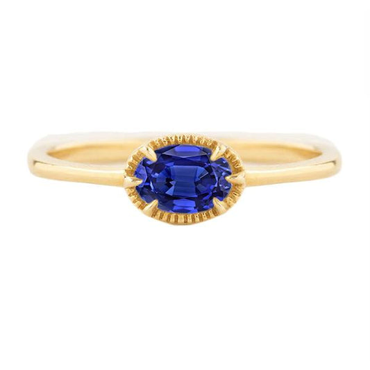 Yellow Gold Solitaire Ring Prong Set Blue Sapphire 1.50 Carats - Gemstone Ring-harrychadent.ca