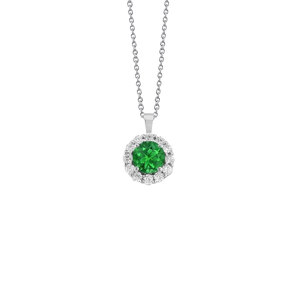 Green Emerald And Diamond Pendant Necklace 4.65 Carats White Gold 14K - -harrychadent.ca