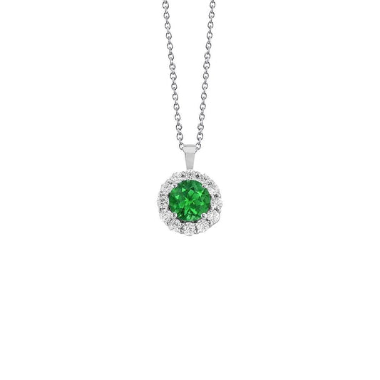 Green Emerald And Diamond Pendant Necklace 4.65 Carats White Gold 14K - -harrychadent.ca