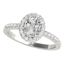 14K Gold Halo Ring With Accents Oval Old Miner Natural Earth Mined Diamond 5 Carats