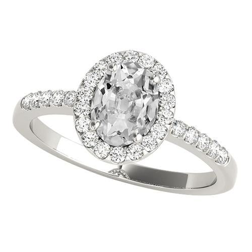 14K Gold Halo Ring With Accents Oval Old Miner Diamond 5 Carats - Halo Ring-harrychadent.ca