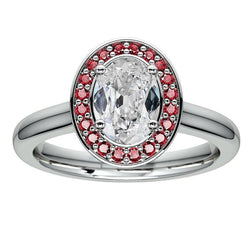 14K Gold Halo Round Sapphire & Oval Old Miner Natural Earth Mined Diamond Ring 6.25 Carats