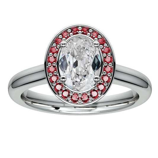 14K Gold Halo Round Sapphire & Oval Old Miner Diamond Ring 6.25 Carats - Halo Ring-harrychadent.ca