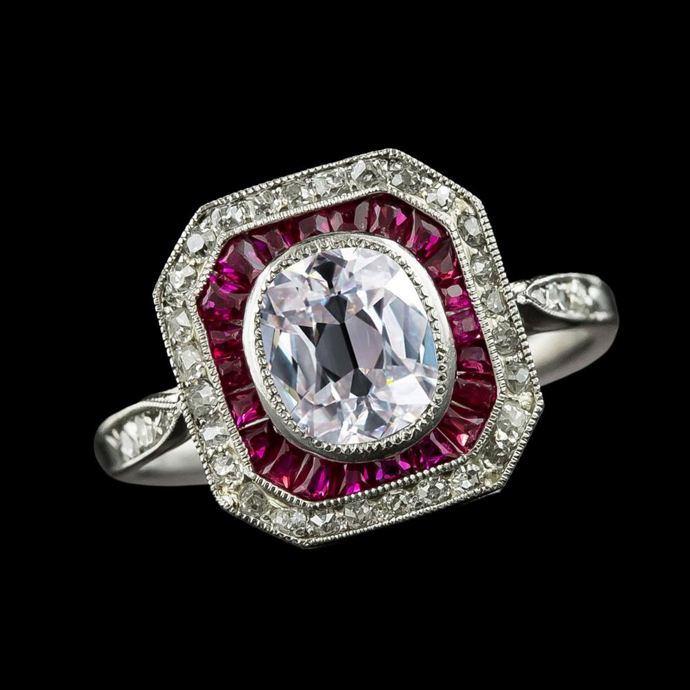 Double Halo Ring Cushion Old Miner Diamond Pink Sapphire 5 Carats - Halo Ring-harrychadent.ca