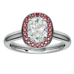 Halo Pink Sapphire Cushion Old Mine Cut Natural Earth Mined Diamond Ring 6 Carats