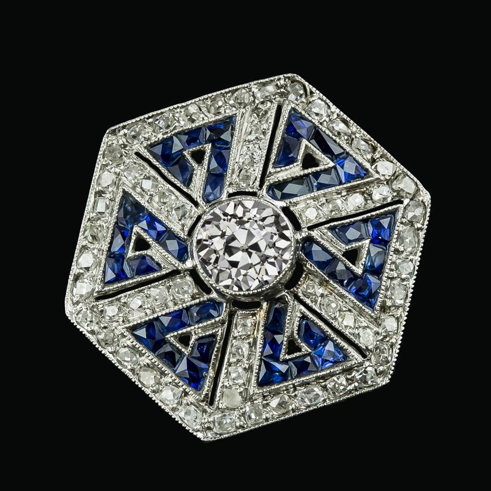 Halo Ring Bezel Set Round Old Miner Diamond Blue Sapphire 5.50 carats - Halo Ring-harrychadent.ca