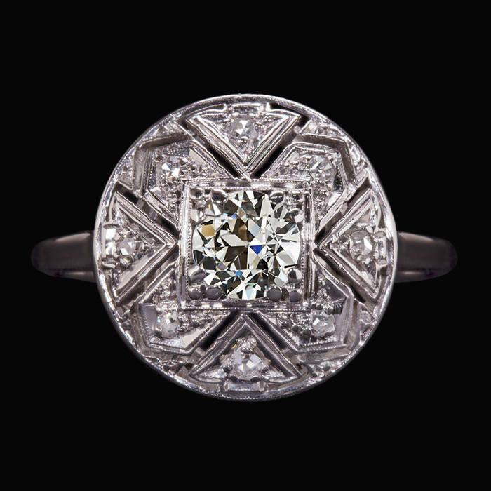 Halo Round Old Mine Cut Diamond Wedding Ring Vintage Style 2.50 Carats - Halo Ring-harrychadent.ca