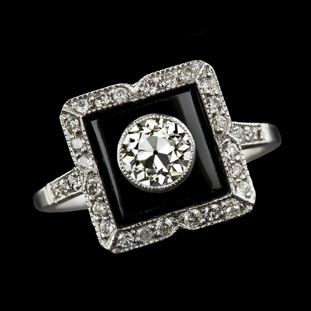 Halo Round Old Miner Diamond Ring Black Rhodium & Gold 3.25 Carats - Halo Ring-harrychadent.ca