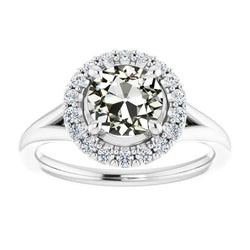 Round Old Cut Real Natural Earth Mined Diamond Halo Ring Split Shank 3.75 Carats