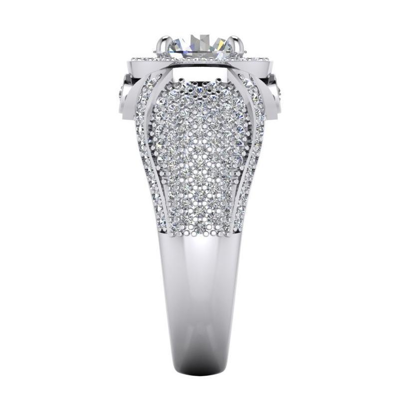 Big Round Diamond Men's Ring With Accents 5.50 Carats White Gold 14K - Mens Ring-harrychadent.ca
