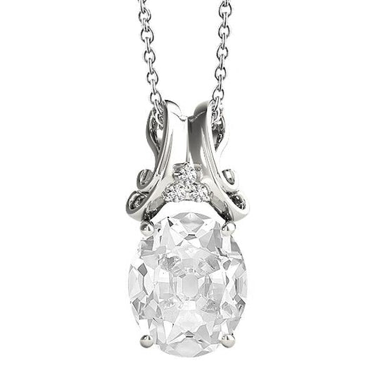 Diamond Pendant Necklace With Bail Round & Oval Old Miner 5.50 Carats - Pendant-harrychadent.ca