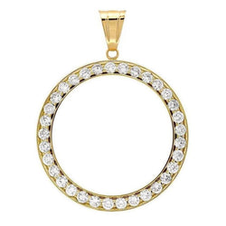 Dollar Diamond Bezel Pendant 2 Carats Yellow Gold (Coin not included)