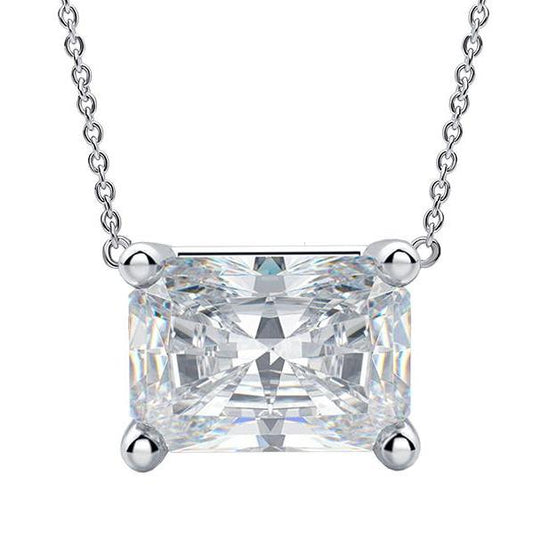 East West Set Diamond Pendant Dog Ear Radiant Cut 3 Carat Single Prong - Pendant-harrychadent.ca