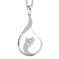 Gold Natural Earth Mined Diamond Pendant Round & Heart Old Miner Double Prong Set 2 Carats