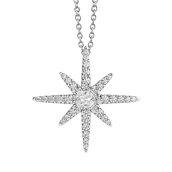 Halo Diamond Pendant Star Style Round & Cushion Old Miner 3 Carats - Pendant-harrychadent.ca