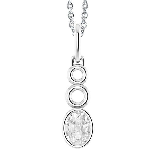 Oval Old Mine Cut 2 Carats Diamond Pendant With Chain Bezel Set - Pendant-harrychadent.ca