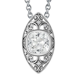 Vintage Style Diamond Pendant Bezel Set Cushion Old Cut 5.50 Carats