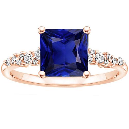 Rose Gold Women's Blue Sapphire Gemstone Ring With Accents 3.75 Carats - -harrychadent.ca