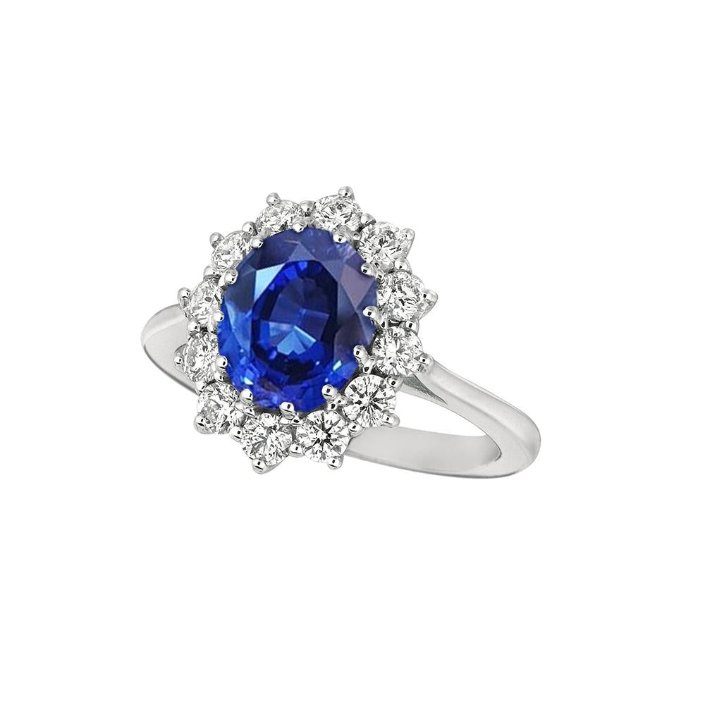 Sapphire And Diamond Fancy Ring 3.25 Carats White Gold 14K - -harrychadent.ca