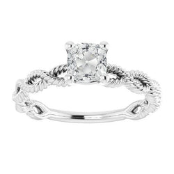 Solitaire Cushion Real Old Miner Diamond Ring Twisted Style 3 Carats