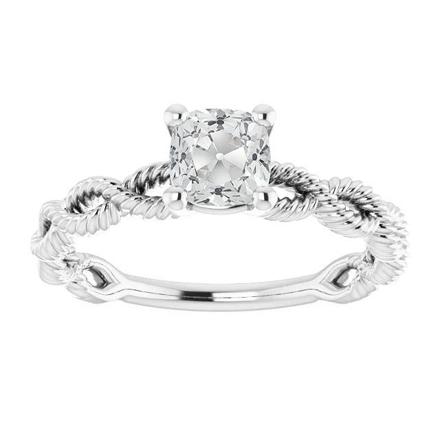 Solitaire Cushion Old Miner Diamond Ring Twisted Style 3 Carats - Solitaire Ring-harrychadent.ca
