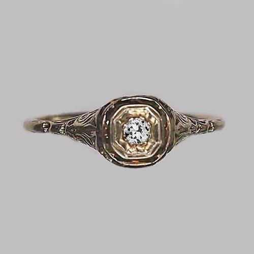Solitaire Round Diamond Ring Old European Vintage Style 0.25 Carats - Solitaire Ring-harrychadent.ca