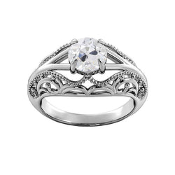 Solitaire Round Old Miner Natural Earth Mined Diamond Ring Vintage Style Split Shank 1.75 Carats