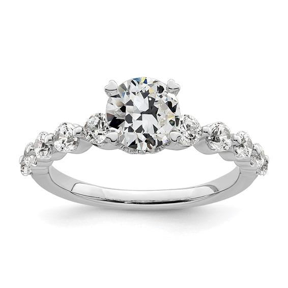 Diamond Old European Anniversary Ring With Accents Prong Set 3 Carats - Solitaire Ring with Accents-harrychadent.ca