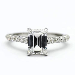 Emerald Natural Earth Mined Diamond Engagement Ring
